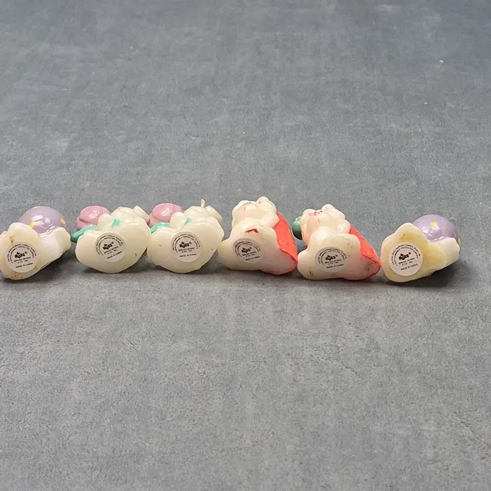 RUSS Lot of 6 Vintage Easter Bunny Wax Mini Candles Unused 2